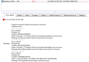 Acronis License Errror